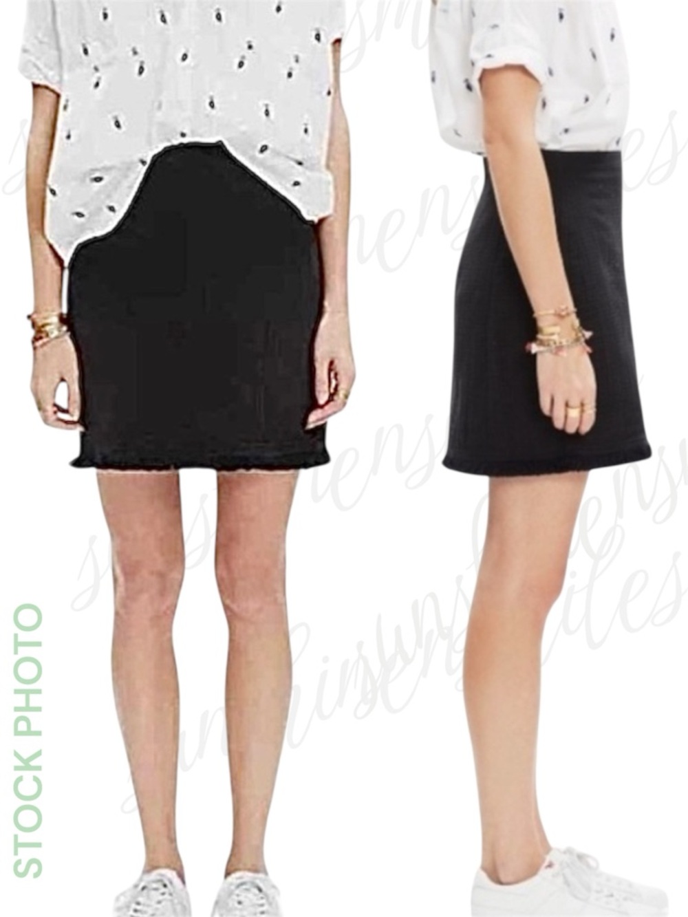 MADEWELL Black Raw-Edge Fringe Straight / Pencil Skirt size 2 Style #F2610